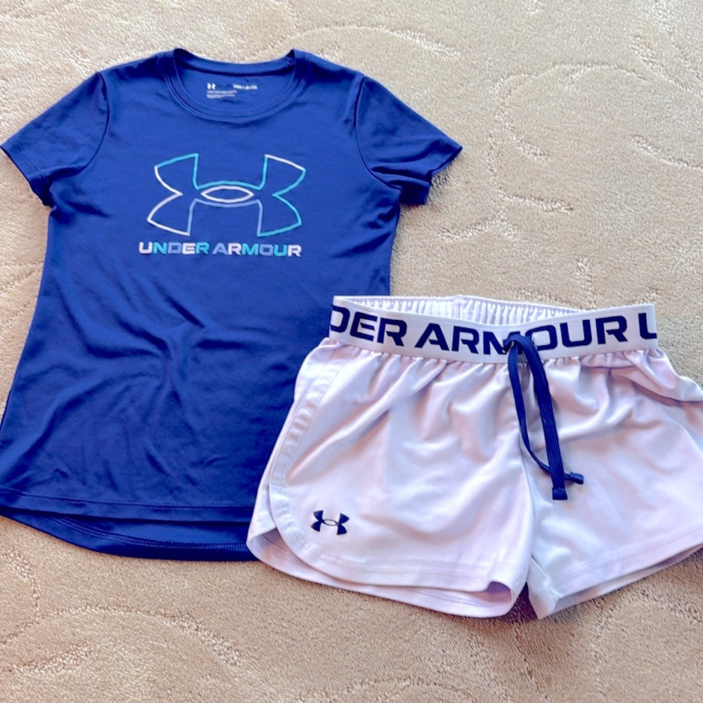 Under Armour Youth Purple Shirt & Shorts